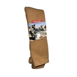New with tags set of 2 Diamond Star Military Boot Socks Tan‎ Size 10-13